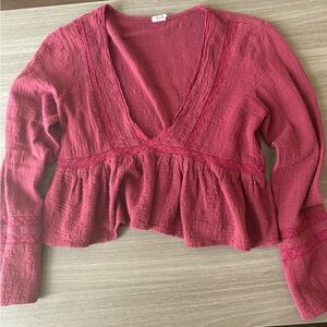 burgundy long sleeve blouse